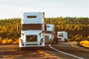 trucks driving